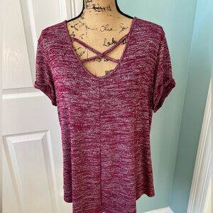 Women's A.N.A. Maroon/Gray Variegated Top